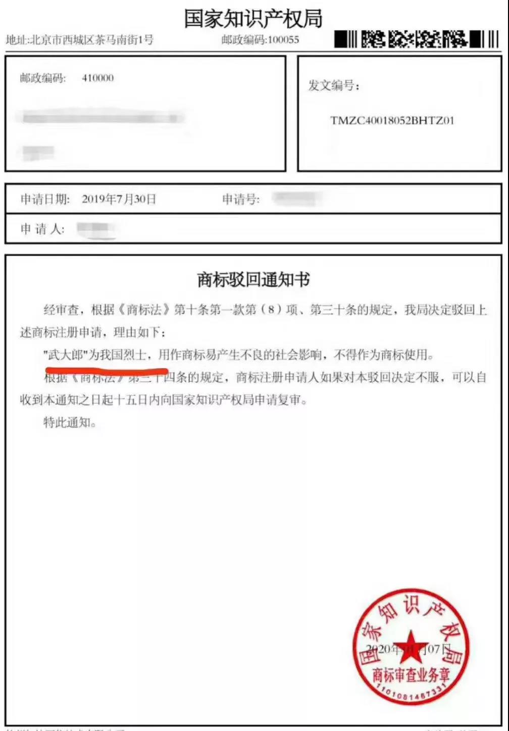 “武大郎”商標因烈士被駁回？烈士姓名禁用商標